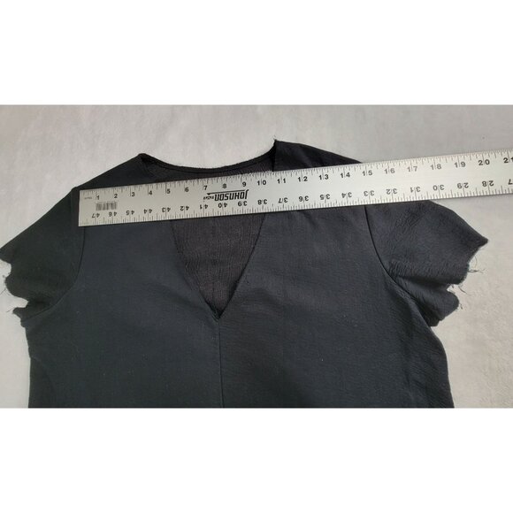 Majestic Filatures Women Black V-Neck Deluxe Tee Shirt Dress Size 2 Cotton Linen - Picture 6 of 9